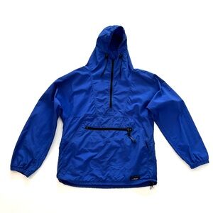 Vintage LL Bean Jacket Mens Medium Blue Pullover Nylon Anorak Hood 90s Made USA